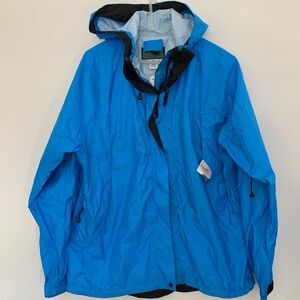LL Bean XL Women’s Trail Model Rain Hooded Jacket Blue NWT